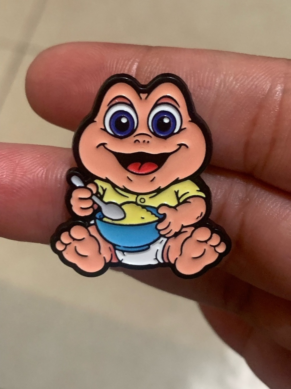 Cute Baby Sinclair Pin in Peach, Blue and Yellow